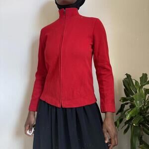 Vintage red zip up knit sweater size M